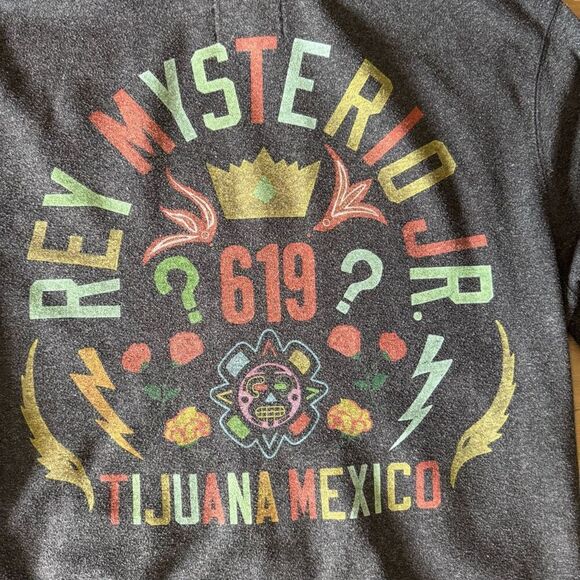 Roots Of Fight Rey Mysterio Jr 619 Gray Hoodie Size Large Mexico Wrestling - Picture 2 of 6